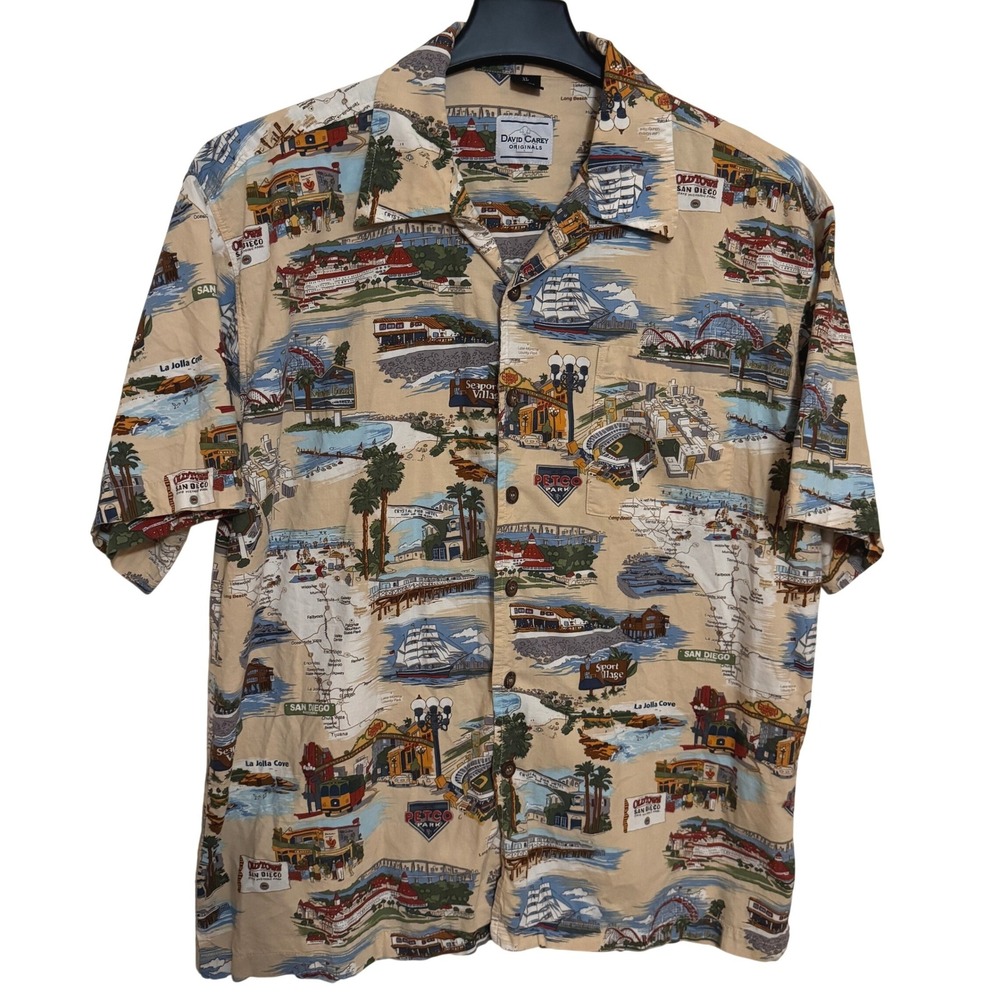 VTG David Carey Originals Button Shirt Mens XL San Diego Old Town Petco Gas Lamp